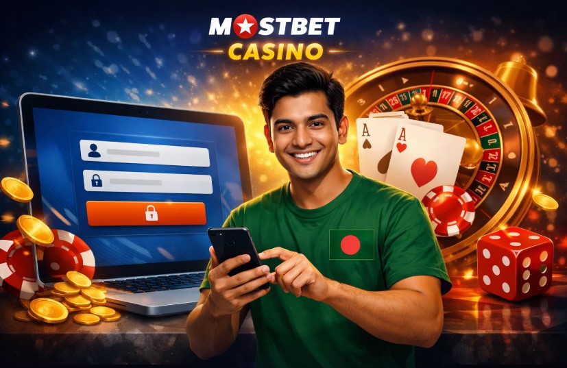 Mostbet Bangladesh login screen on mobile and desktop
